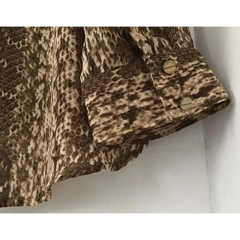 MICHAEL KORS animal snake print sleeveless cowl neck blouse long sleeve Size 4 - Picture 6 of 8